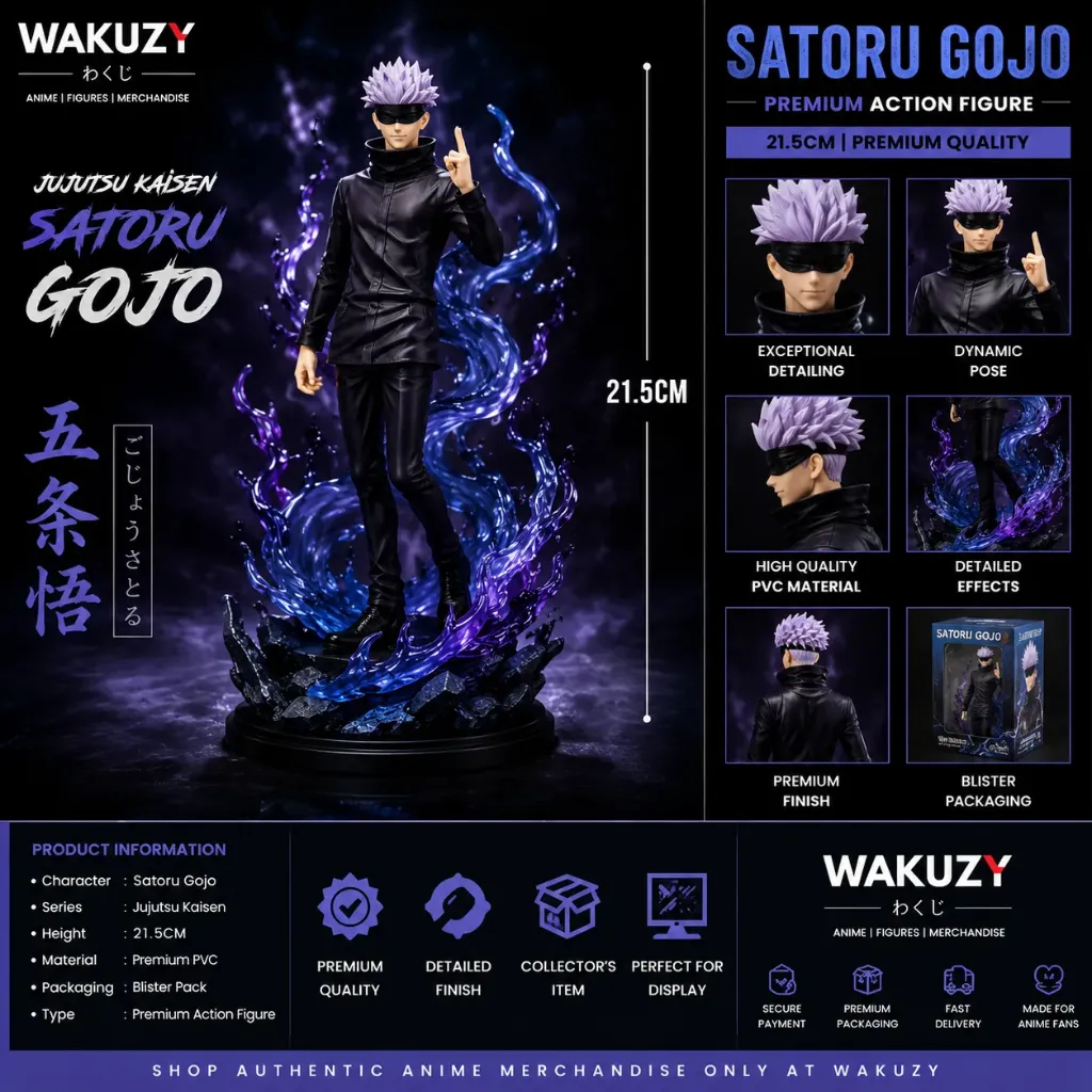 Satoru Gojo 21.5CM Premium Action Figure with Box | Jujutsu Kaisen Anime Collectible