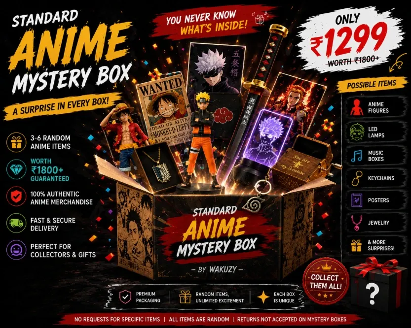 Standard Anime Mystery Box | Guaranteed ₹1800+ Value | Surprise Anime Collectibles