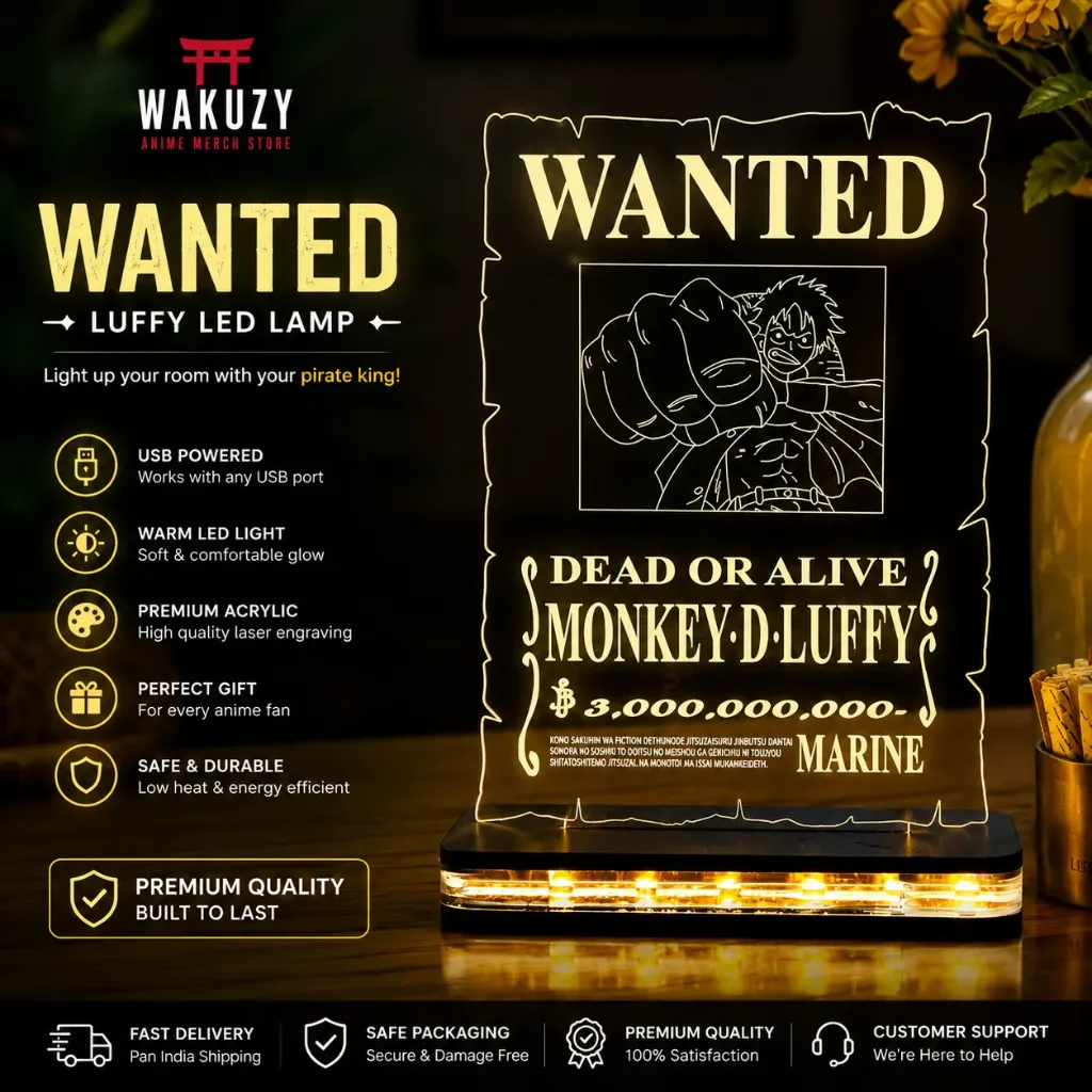 Monkey D. Luffy Wanted Poster LED Night Lamp | One Piece Anime Acrylic Light